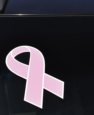 Pink & White Ribbon Sticker (12 Pack)