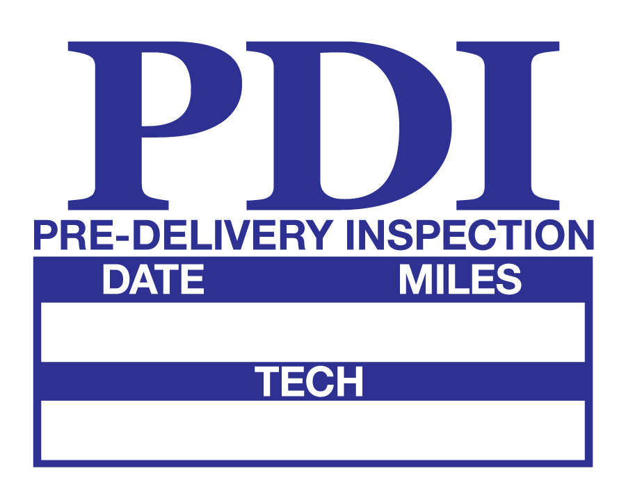PDI Pre-Delivery Inspection Static Decals