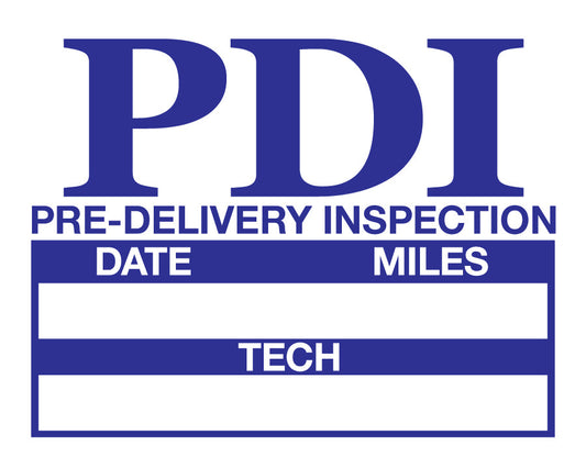 PDI Pre-Delivery Inspection Static Decals