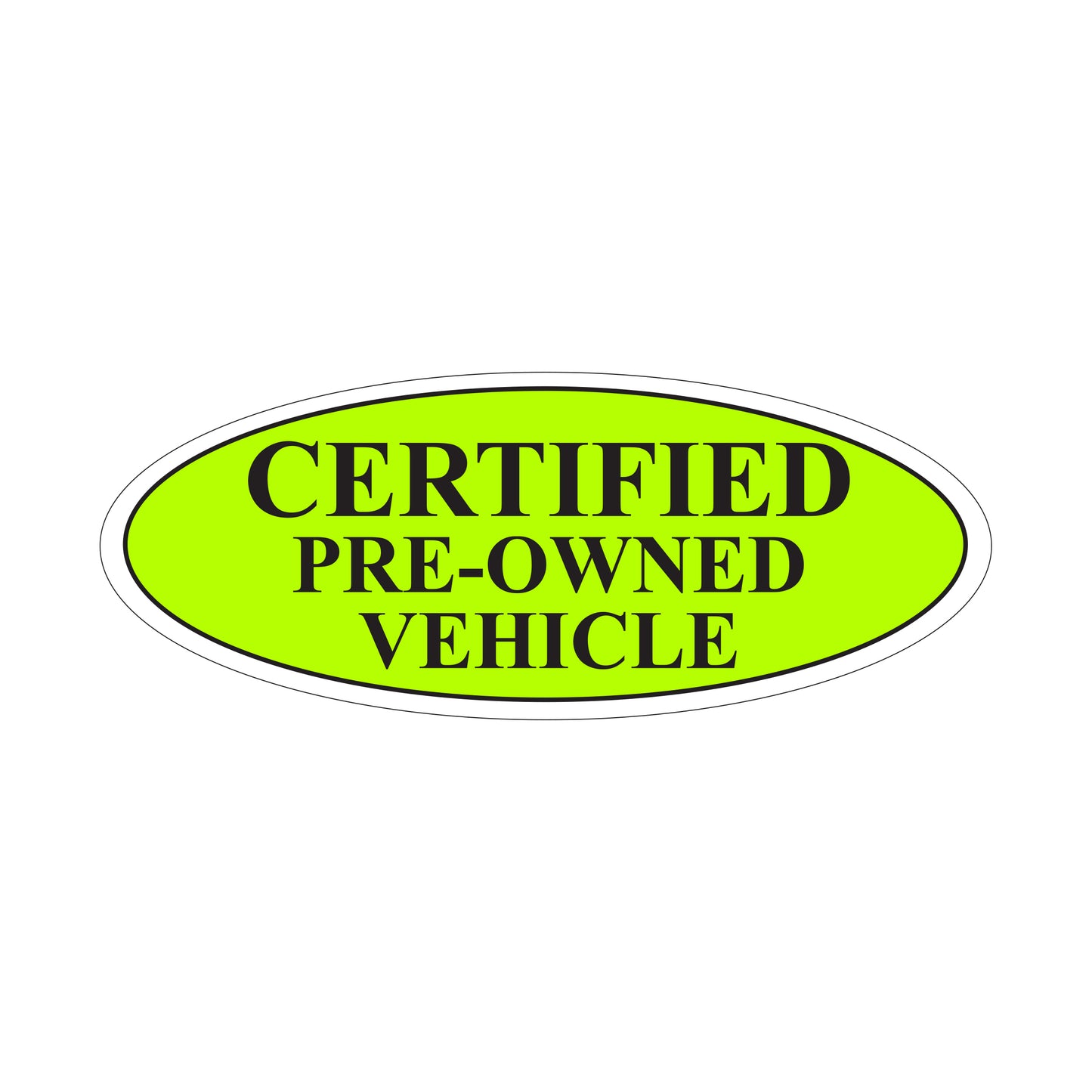 Black & Neon Green Certified Pre-Owned Oval Signs