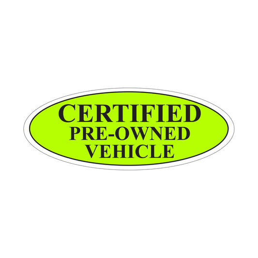 Black & Neon Green Certified Pre-Owned Oval Signs