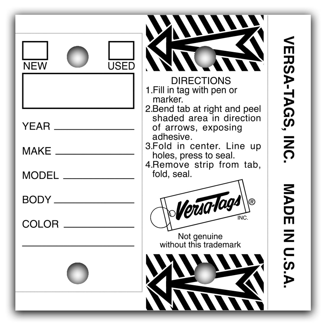 Versa-Tags Self Protecting Key Tags (Box of 250)