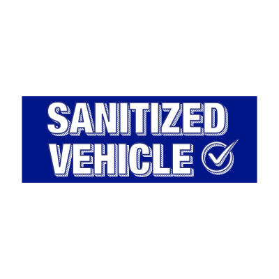 Large White & Blue Sanitized Vehicle Sticker